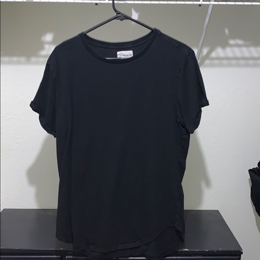 Solid Black Scalloped Tee